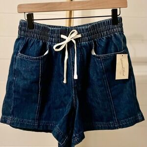 Universal Thread Womens Denim Pull On Shorts Elastic Waist Drawstring Blue M